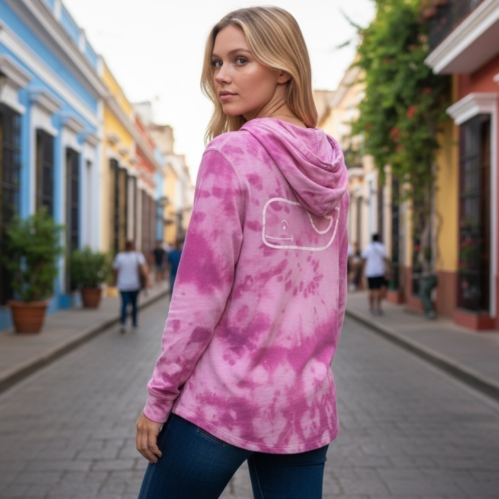 Vineyard Vines pink tie dye hoodie xs